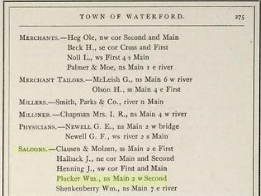 1876 Directory with Saloon keepers cutout