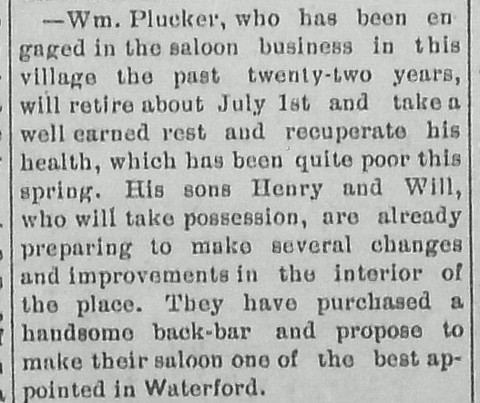 Wm Plucker Retires-WP 5-22-1897-