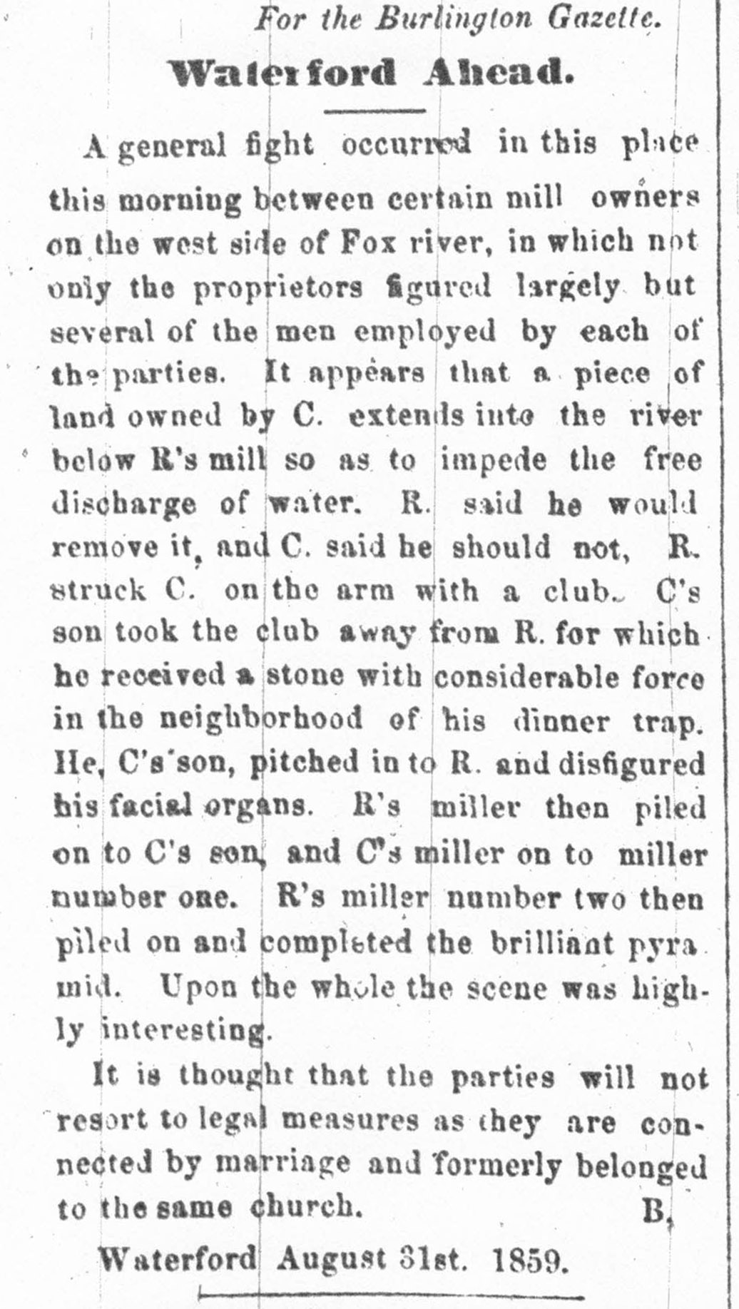 Chapman - Russ fight 9-6-1859