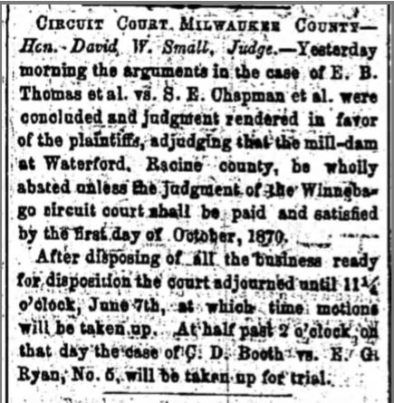 Dam Judgement 1870-6-4 Mil D News